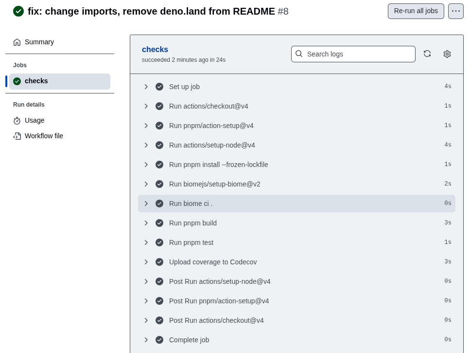 Screenshot of CI/CD run