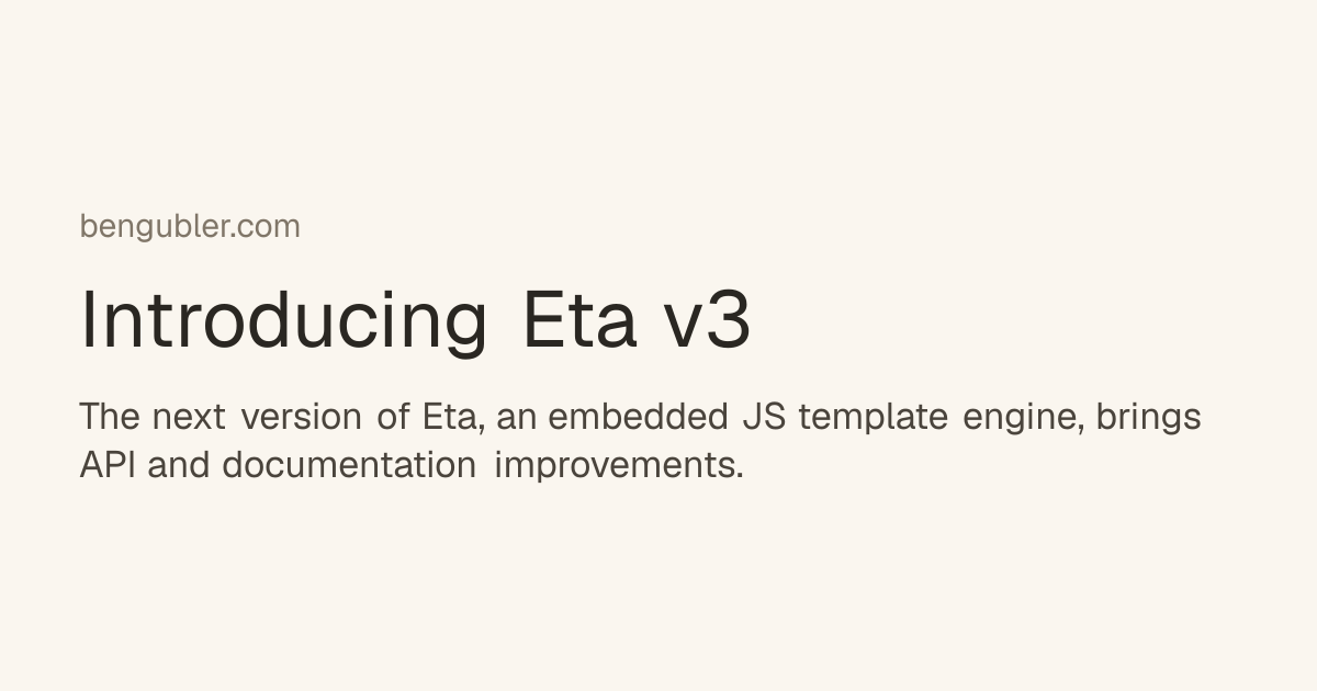 Introducing Eta v3 - Ben Gubler
